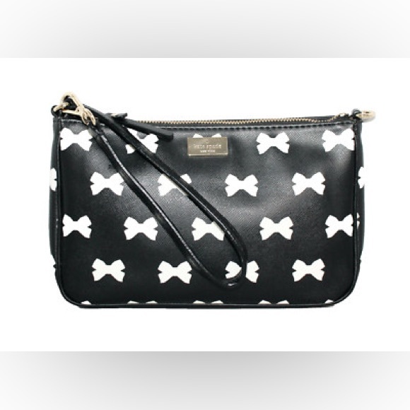 Kate Spade Black and White Bow Wristlet - Picture 1 of 2